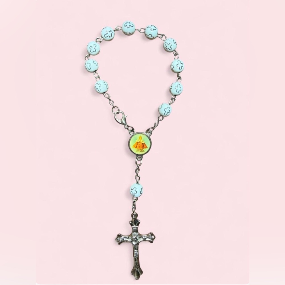 White Beaded Cross Pendant